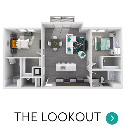 Floor plan for 2 beds, 2 baths, 1187 sqft